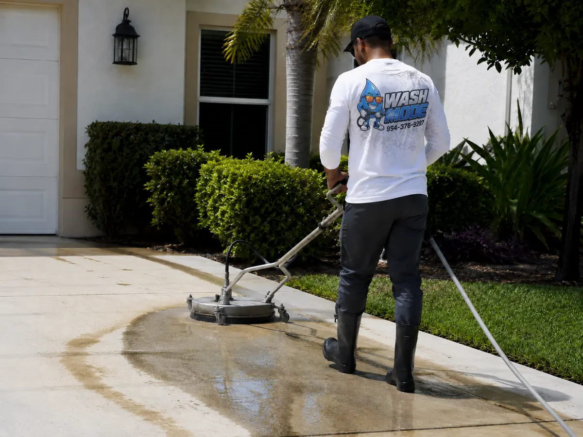 Professional driveway pressure washing in South Florida