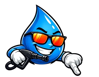 Wash Mode mascot pointing down