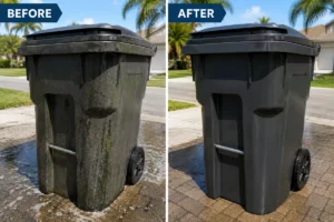 Trash bin cleaning before and after in Pembroke Pines, FL