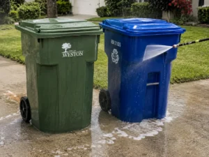 Trash bin cleaning service in Weston, FL by Wash Mode