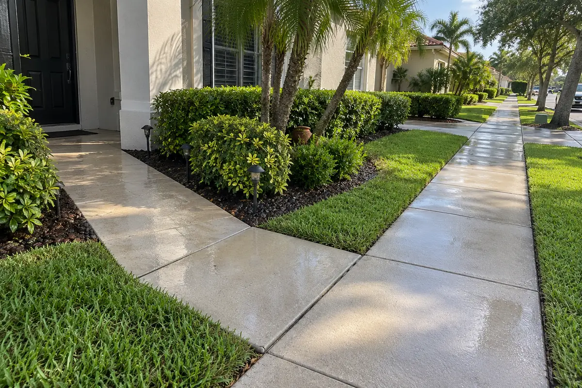 Sidewalk and walkway pressure washing in South Florida